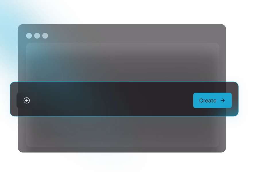 Dashboard interface with an input field in the foreground.