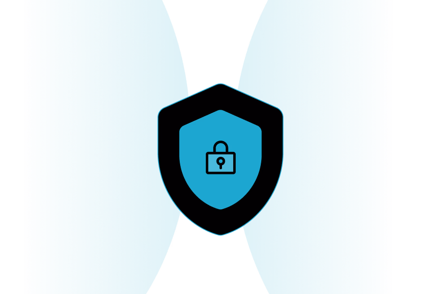 Shield with lock icon in the middle.